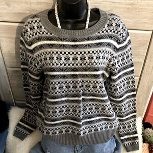 NEW J. CREW Merino Wool Blend Alpine Fair Isle Nordic Crew Neck Sweater M